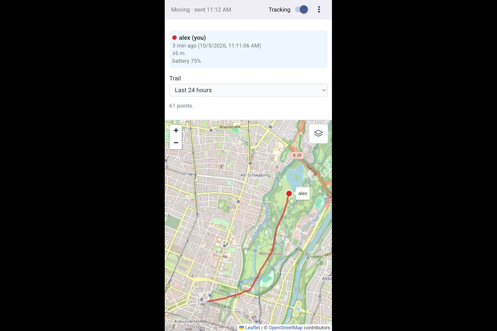 The app with this phone's trail