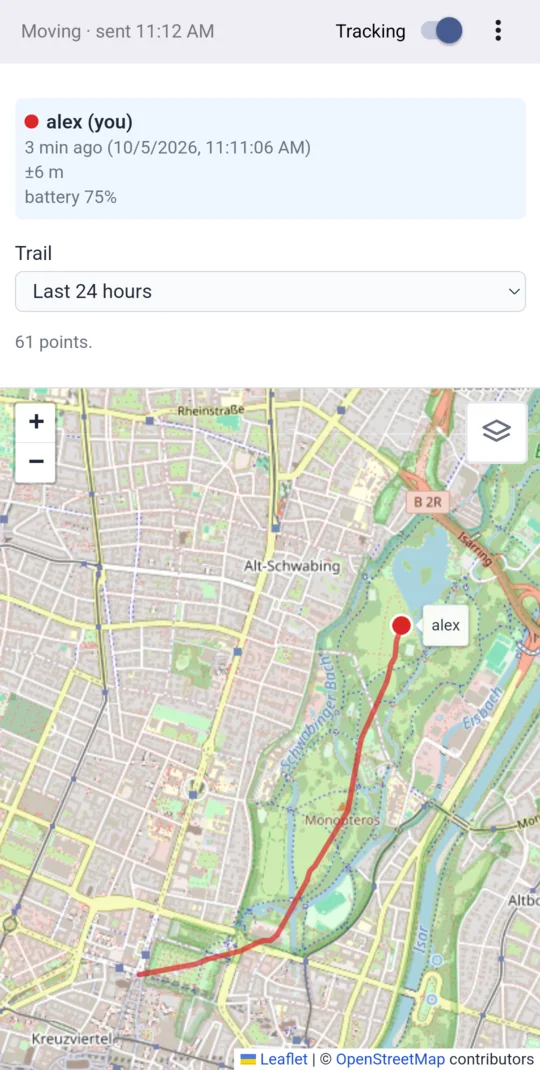 The app with this phone's trail